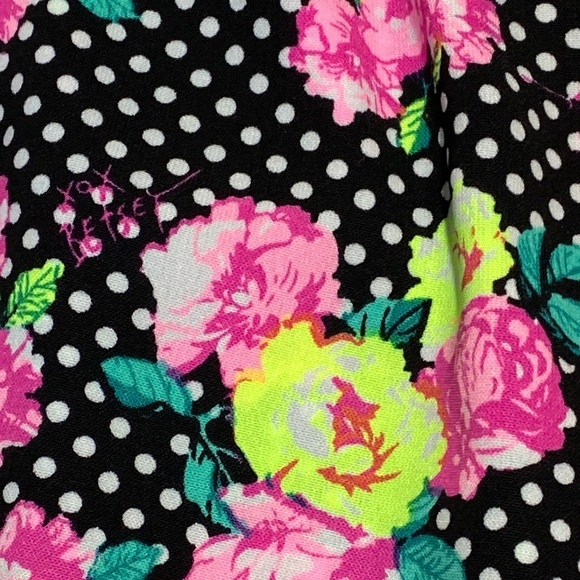 Betsy Johnson Polka Dot Floral Peplum Long Sleeve Blouse - Picture 6 of 8